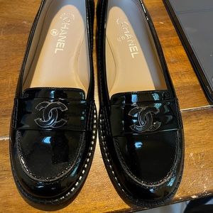 Chanel Black Patent Leather Mocassin Coco Loafer Flats NWT